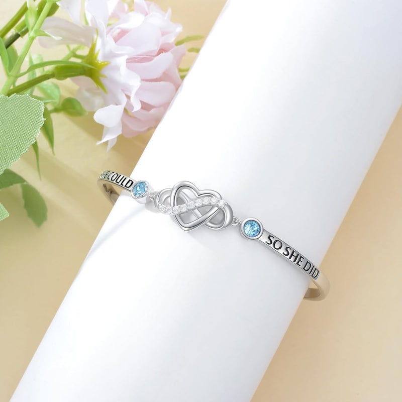 AOBOCO 925 Sterling Silver Adjustable Infinity Heart Bangle Bracelet for Sister Best Friend Daughter Mom Grandma Granddaughter Daughter in Law Godmother Goddaughter Stepmom Stepdaughter - Image 3